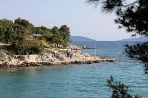 a group of people standing on the rocks near the water at Apartments with a parking space Pinezici, Krk - 15269 in Vrh