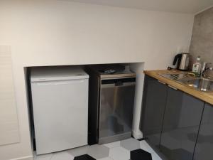a small kitchen with a dishwasher and a sink at studio cocoon BORDEAUX Chartrons/ Jardin Public in Bordeaux