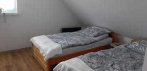 a bedroom with two beds and a window at Willa Paulina in Nadole