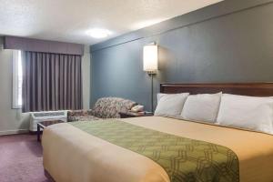 a hotel room with a bed and a chair at Econo Lodge Pittsburgh I-79 in Pittsburgh