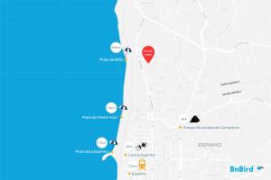 a screenshot of a google map with a red marker at São Félix Seaside Oasis in São Félix da Marinha