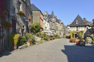 a street in a town with buildings and plants at Gîte typique pour 6 à Rochefort-en-terre in Rochefort-en-Terre