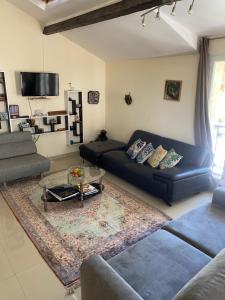 a living room with a couch and a table at Casa Cacao près plage et vélodrome in Marseille