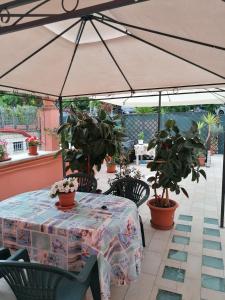 a table and chairs under an umbrella on a patio at IN CENTRO in Porto SantʼElpidio