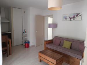 a living room with a couch and a table at Appartement les Terrasses du Lac in Aureilhan
