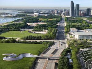 una vista de una ciudad con una gran bifurcación en la carretera en Fairmont Chicago Millennium Park en Chicago