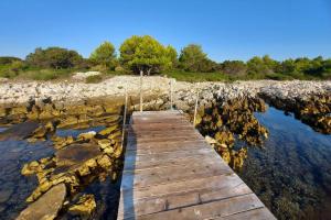 a wooden bridge over a body of water at Secluded fisherman's cottage Krknata, Dugi otok - 8150 in Zaglav