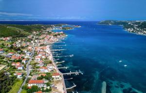 an aerial view of a small island in the water at Apartment Supetarska Draga - Donja 15983c in Rab