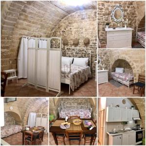 een collage van foto's van een kamer met een bed en een tafel bij Terra e Marte casa vacanza in Bari