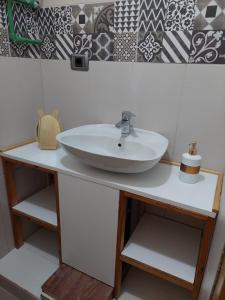 een badkamer met een wastafel op een aanrecht bij Village House Gradac in Šavnik