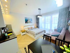 Posteľ alebo postele v izbe v ubytovaní Apartment Superior Baltic with Terrace - FREE Pool, Saunas, Jacuzzi, Fitness, Salzgrotte