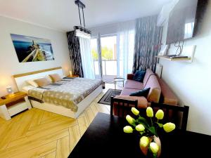 Posteľ alebo postele v izbe v ubytovaní Apartment Superior Baltic with Terrace - FREE Pool, Saunas, Jacuzzi, Fitness, Salzgrotte
