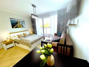 Posteľ alebo postele v izbe v ubytovaní Apartment Superior Baltic with Terrace - FREE Pool, Saunas, Jacuzzi, Fitness, Salzgrotte