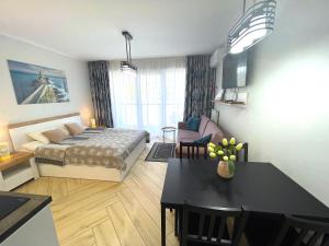 Posteľ alebo postele v izbe v ubytovaní Apartment Superior Baltic with Terrace - FREE Pool, Saunas, Jacuzzi, Fitness, Salzgrotte