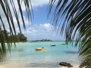 a group of boats in the water on a beach at Sabina villa in Pereybere