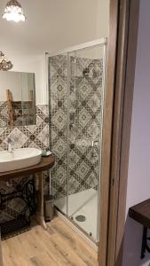 a bathroom with a shower and a sink at Agriturismo Borgo Furma in Enna