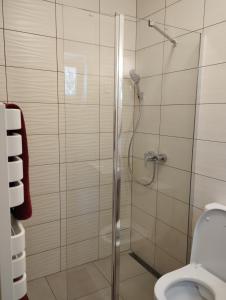 Koupelna v ubytování Liliomfa apartman