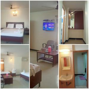 a collage of four pictures of a hotel room at SKY PARK HOTELS in Tiruppūr
