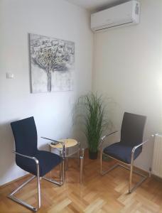 two chairs and a table in a room at W Apartman in Gornji Milanovac