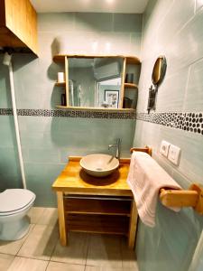 a bathroom with a sink and a toilet at Petit Cocon cosy au cœur du village d'Allauch in Allauch