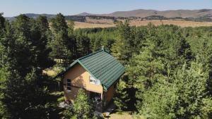 an overhead view of a house with a green roof at Vila ZLATNI BOR in Zlatibor