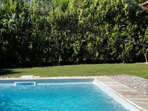 Una piscina con agua azul en un patio. en Villa Jungle house, en Alba-la-Romaine