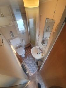 an overhead view of a bathroom with a sink and a toilet at Fantasy Island and Beach 6 Berth 545 in Ingoldmells