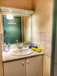 a bathroom with a sink and a mirror at Part-Dieu Lyon Appart in Lyon