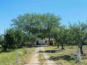 a gate in front of a house with trees at Casa vacanze MaMe’ in Ferrazzano