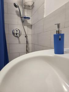 bagno con soffione doccia e lavandino di Baglio San Basilio a Palermo