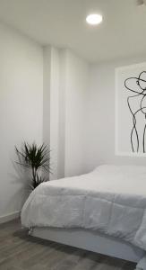 una camera bianca con un letto e una pianta di Suite by Hawkins Exterior BB a Algeciras