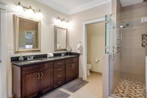 a bathroom with a sink and a shower at The Ship's Bridge in Annapolis +46 photos