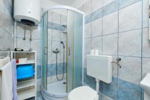 a bathroom with a toilet and a shower at Apartments with a parking space Cunski, Losinj - 7867 in Čunski