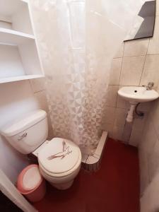een kleine badkamer met een toilet en een wastafel bij Maypa Lima Airport in Lima
