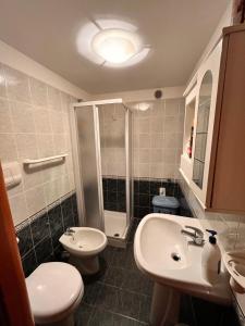 a bathroom with a toilet and a sink and a shower at holiday home in Vasto