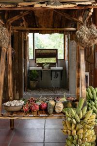 a display of fruits and vegetables on a table at Chapa Farmstay - Mountain Retreat in Sa Pa