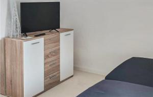 una TV sopra un comò in una stanza di 2 Bedroom Cozy Apartment In Krakow Am See a Krakow am See