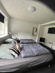 a bedroom with two beds with pillows on it at Familiehuis Boysen Bed&Breakfast in Ribe