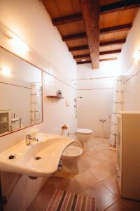 a white bathroom with a sink and a toilet at Agriturismo Le Giare in Bagno Roselle