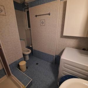 a small bathroom with a toilet and a sink at piu verde1 in Nea Makri