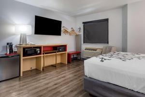 Cette chambre comprend un lit et une télévision à écran plat. dans l'établissement Sleep Inn & Suites, à Jerome