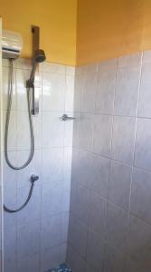 ein Bad mit einer Dusche mit einem Duschkopf in der Unterkunft Droomstudio seru coral 32 in Willemstad