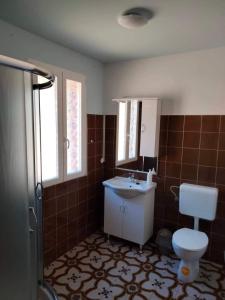 a bathroom with a toilet and a sink at B&B "Retro Gusto " in Pićan