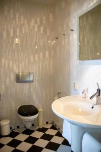 a bathroom with a toilet and a sink at In de Steenstraat in Zwolle