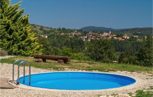ヴルボヴスコにあるPet Friendly Home In Vrbovsko With Outdoor Swimming Poolの丘の中央の小さな青いプール