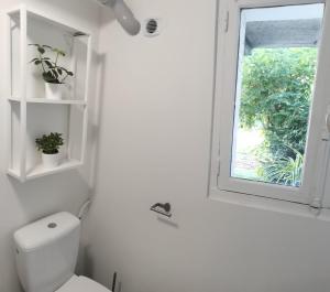 łazienka z toaletą i oknem w obiekcie Belle Maison 12p 6 couchages TOURS CENTRE avec jardin w Tours +18 zdjęć