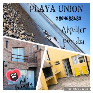 a collage of photos of a building with a sign that reads playa union at ZR Playa Union in Playa Unión