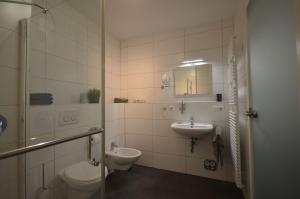 een badkamer met toilet en wastafel bij Residenz am Bodensee in Friedrichshafen +24 foto's