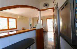 een keuken met een aanrecht en een koelkast bij 4 Bedroom Gorgeous Home In Sant Cebria De Vallalt in Sant Cebrià de Vallalta