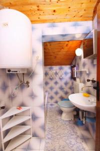 ein Badezimmer mit Toilette und Waschbecken in der Unterkunft Apartment Jezera 5093a in Jezera